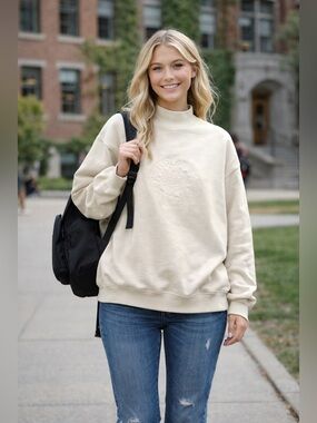 THE GROUP BABATON (Aritzia) Logo Mock Neck Sweatshirt with pockets. Read ad